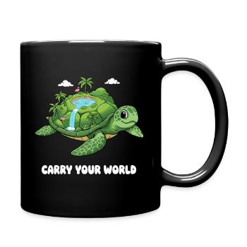 Tortue insulaire avec cascade - Mug uni - noir - Droite