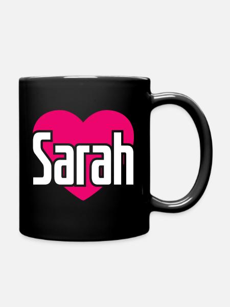 I Love Sarah Pinkes Herz Ich liebe Sarah - Tasse einfarbig - Schwarz