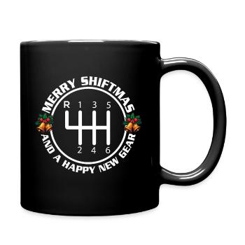 Merry Shiftmas Happy New Gear Funny Car Xmas Quote - Full Colour Mug - black - Right