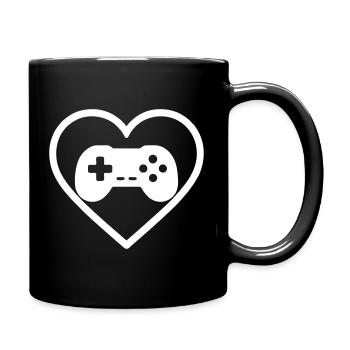 Retro Heart – Vintage-Controller - Tasse einfarbig - Schwarz - Rechts