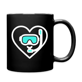 Herztauchen – Ocean Lover Design - Tasse einfarbig - Schwarz - Rechts