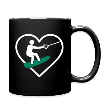 Herz-Wakeboard – Fahrt auf das Wasser - Tasse einfarbig - Schwarz - Rechts