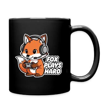 Renard avec casque, héros de jeu - Mug uni - noir - Droite