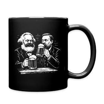 Marx and Engels drinking beer - Full Colour Mug - black - Right