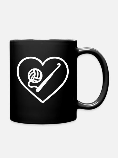 Herzhäkel – Handgemachtes Liebesdesign - Tasse einfarbig - Schwarz