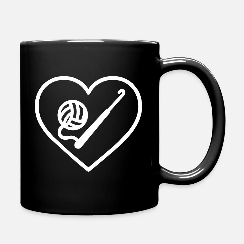 Herzhäkel – Handgemachtes Liebesdesign - Tasse einfarbig - Schwarz