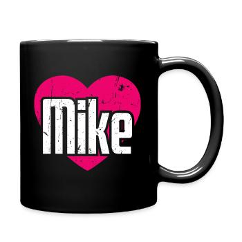 I Love Mike Pinkes Herz Ich liebe Mike - Tasse einfarbig - Schwarz - Rechts