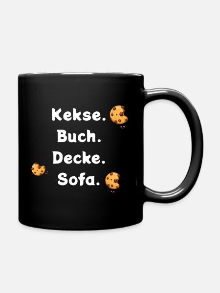 Biscuits. Livre. Plafond. Canapé. - Mug uni - noir