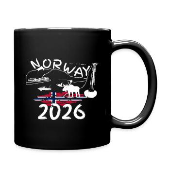 Norway 2025 Herring with Mountains and Moose Fishing - Full Colour Mug - black - Right