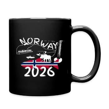 Norway 2026 Salmon with Mountains and Moose Fishing - Full Colour Mug - black - Right