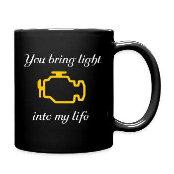 Auto Spruch lustig Motorlampe Kfz - Tasse einfarbig - Schwarz - Rechts