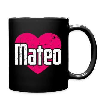 I Love Mateo Pinkes Herz Ich liebe Mateo - Tasse einfarbig - Schwarz - Rechts