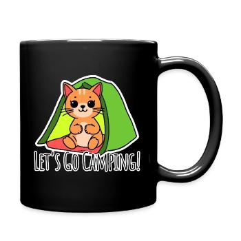 Let's go camping! The cute cat goes camping! - Full Colour Mug - black - Right