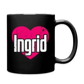 I Love Ingrid Pinkes Herz Ich liebe Ingrid - Tasse einfarbig - Schwarz - Rechts