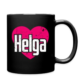 I Love Helga Pinkes Herz Ich liebe Helga - Tasse einfarbig - Schwarz - Rechts