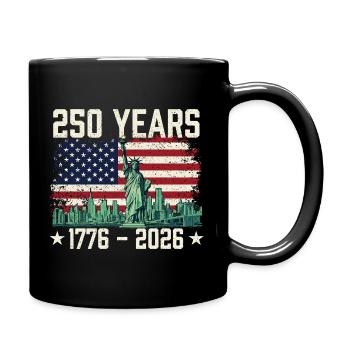 250 Jahre Amerika 1776 bis 2026 Patriotische USA - Tasse einfarbig - Schwarz - Rechts