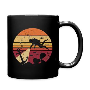 Taucher Retro Sonnenuntergang - Anker & Wrack - Tasse einfarbig - Schwarz - Rechts
