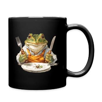 Cuisinier grenouille avec fourchette et couteau - Mug uni - noir - Droite