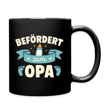 Befördert zum Opa - Tasse einfarbig - Schwarz - Rechts