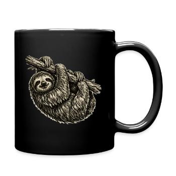 Sloth illustration in vintage style - Full Colour Mug - black - Right