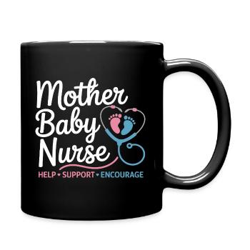 Mother Baby Nurse Emblem - Full Colour Mug - black - Right