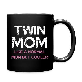 Zwillingsmama – cooler als normale Mama - Tasse einfarbig - Schwarz - Rechts