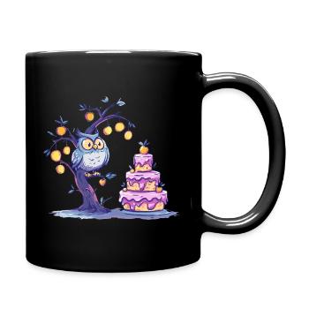 Nacht Eulenbaum Kuchen - Tasse einfarbig - Schwarz - Rechts