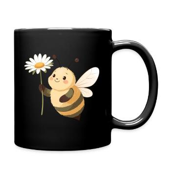 Blumenbiene Fröhliche Blume - Tasse einfarbig - Schwarz - Rechts