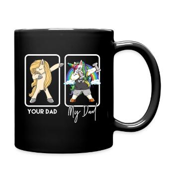 Mon père contre ton père Bodybuilder de salle de sport qui fait du dab à la licorne - Mug uni - noir - Droite