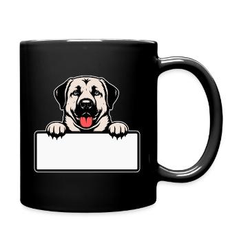 Kangal mit Schild zum Personalisieren - Tasse einfarbig - Schwarz - Rechts