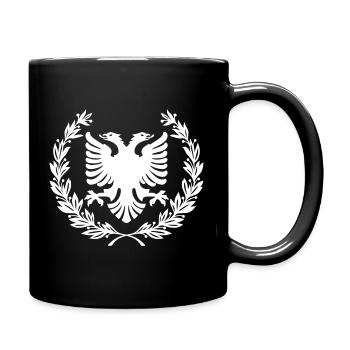 Shqipe Wreath – Albania Laurel Double Head Eagle - Full Colour Mug - black - Right
