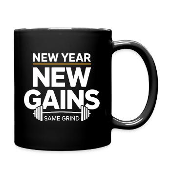 Nouvelle année : nouveaux gains – Même dicton de la salle de sport - Mug uni - noir - Droite