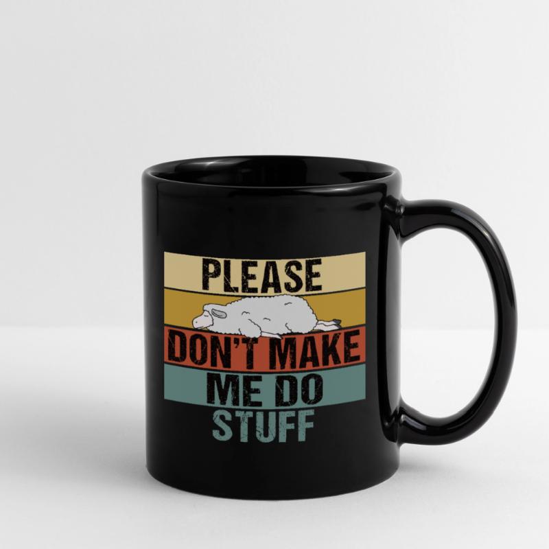 Please Don't Make Me Do Stuff Lazy Sheep Retro Full Colour Mug