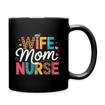 Wife Mom Nurse Leopard - Tasse einfarbig - Schwarz - Rechts