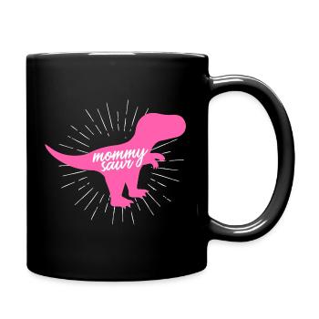 Mommysaurier T-Rex Mama Dinosaurier-Silhouette - Tasse einfarbig - Schwarz - Rechts