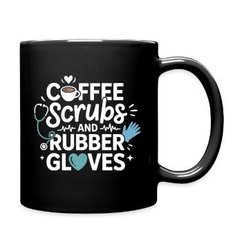 Coffee scrubs and rubber gloves - Full Colour Mug - black - Right