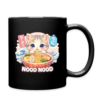 Katzen ramen Nood Nood – kawaii Nudeln - Tasse einfarbig - Schwarz - Rechts