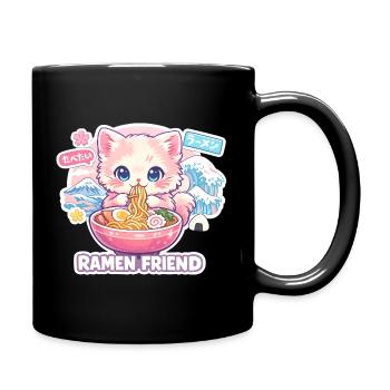 Kawaii Katze Ramen Nudeln Anime Katze - Tasse einfarbig - Schwarz - Rechts