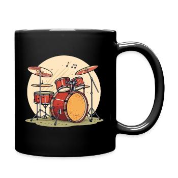 Schlagzeug Set in Wasserfarben Musik Instrumente - Tasse einfarbig - Schwarz - Rechts