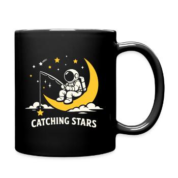 Astronaute à la pêche aux étoiles sur la Lune - Mug uni - noir - Droite