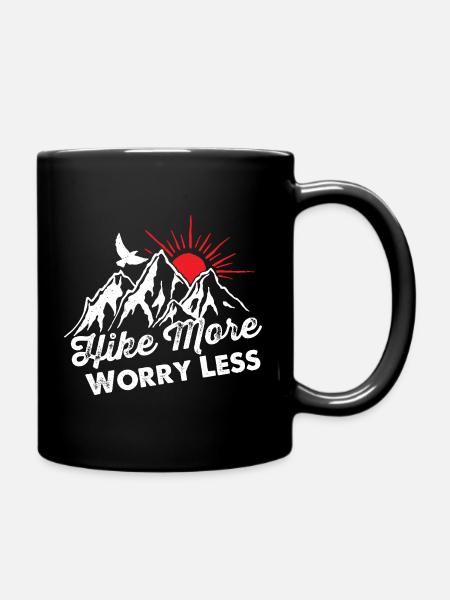 Mountain Landscape Sunrise Less Worries - Full Colour Mug - black
