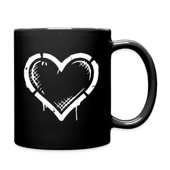Herz Symbol Vintage - Tasse einfarbig - Schwarz - Rechts