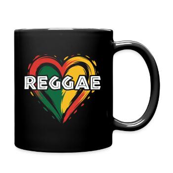 Reggae Herz in Farben - Tasse einfarbig - Schwarz - Rechts