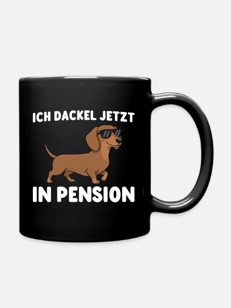 Pensionär Ich dackel jetzt in Pension - Tasse einfarbig - Schwarz