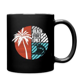 Beach Vibes Only Tropischer Palmenkreis Design - Tasse einfarbig - Schwarz - Rechts