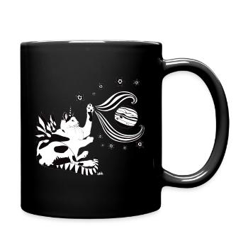 Weltraumkatze im Tanz der Planeten - Tasse einfarbig - Schwarz - Rechts