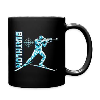 Biathlon Lustig Spruch Skilanglauf - Tasse einfarbig - Schwarz - Rechts