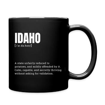 Idaho Kartoffeln Typografie - Tasse einfarbig - Schwarz - Rechts