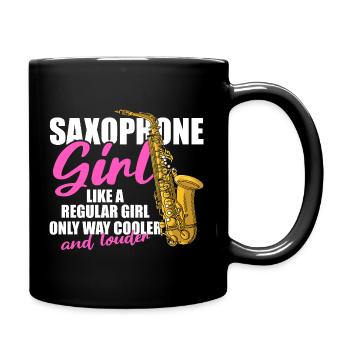 Saxophone girl Saxophone player - Full Colour Mug - black - Right