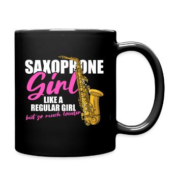 Saxophone girl Saxophone player - Full Colour Mug - black - Right
